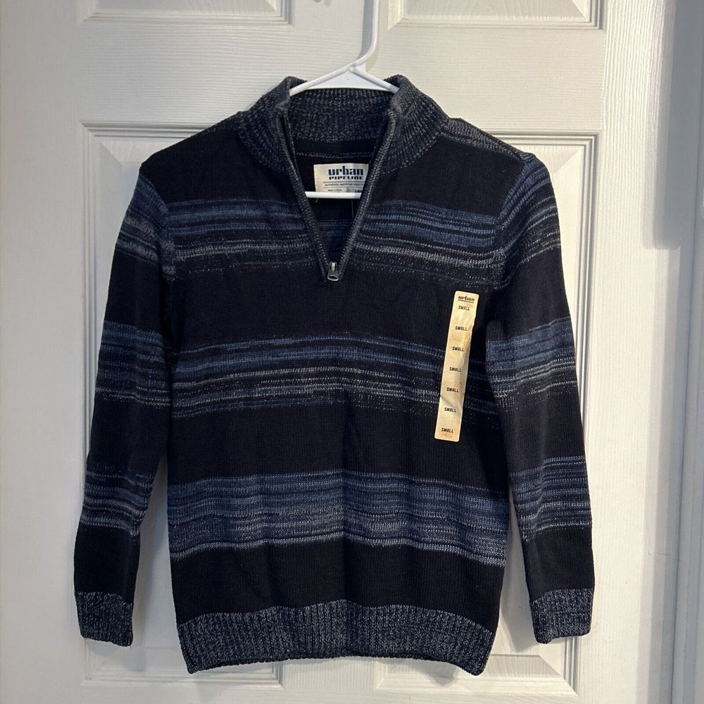 Urban Pipeline Sweater Youth Size S 1/4 Zip Pull Over Stripe Casual NWT!!